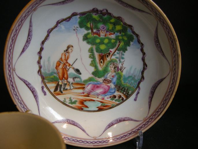 Cup and saucer porcelain - after a engraving of Moreau le Jeune Chinese export | MasterArt